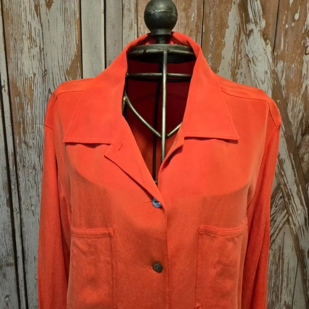 Redish/orange long-sleeve button-up - Picture 2 of 6